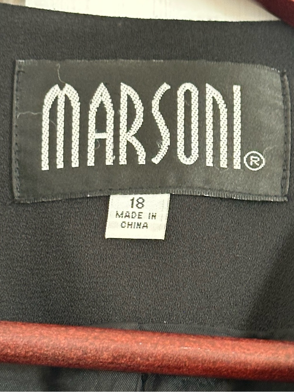 MARSONI Women’s Vintage Black Beaded Hem Open Front Blazer Jacket Size 18 - Picture 3 of 5